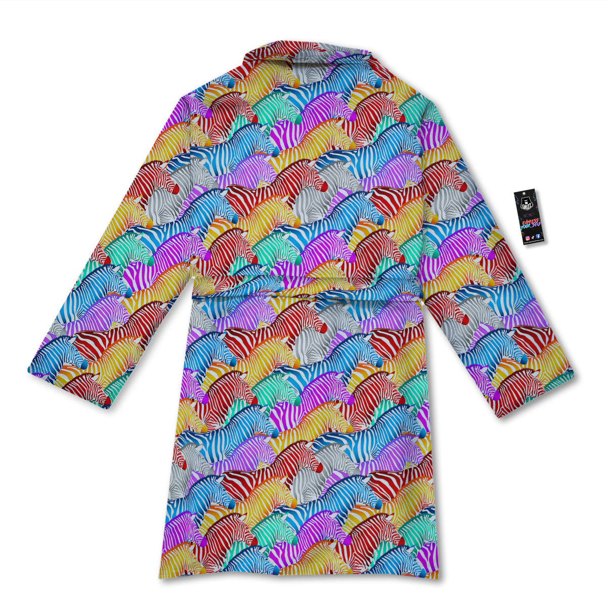 Colorful Zebra Print Pattern Bathrobe-grizzshop