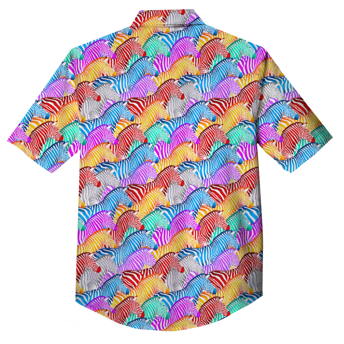Colorful Zebra Print Pattern Button Up Shirt-grizzshop