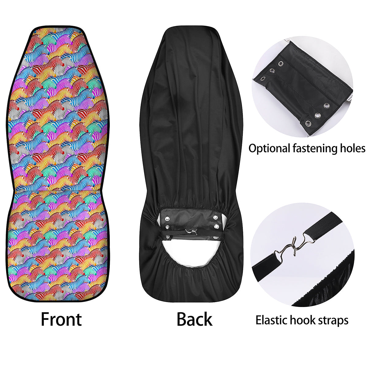 Colorful Zebra Print Pattern Car Seat Covers-grizzshop