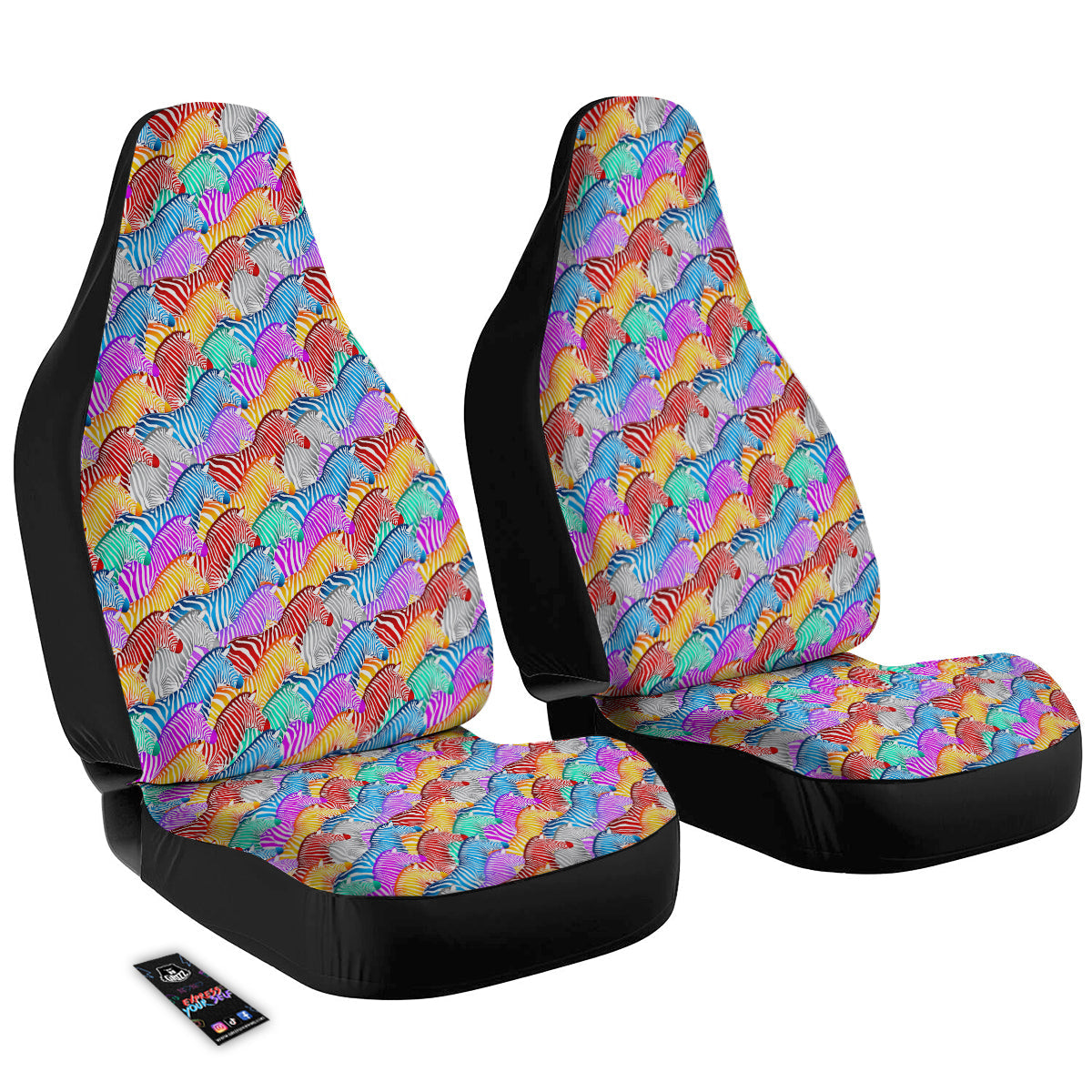 Colorful Zebra Print Pattern Car Seat Covers-grizzshop