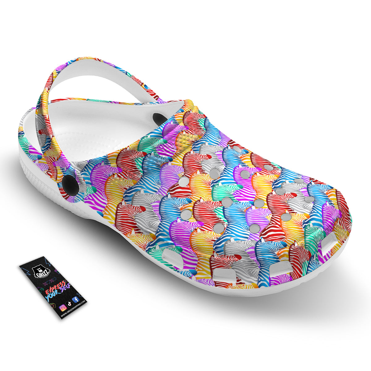 Colorful Zebra Print Pattern Clog-grizzshop