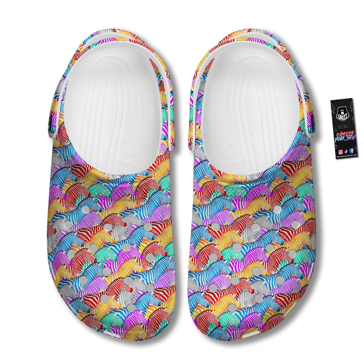 Colorful Zebra Print Pattern Clog-grizzshop