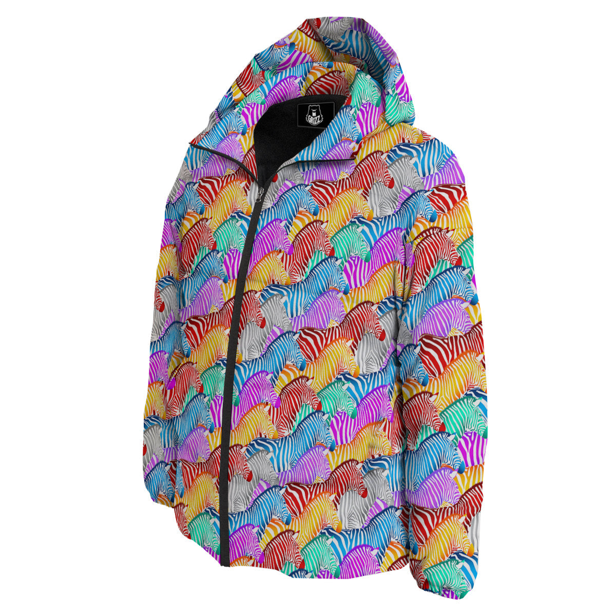Colorful Zebra Print Pattern Down Jacket-grizzshop