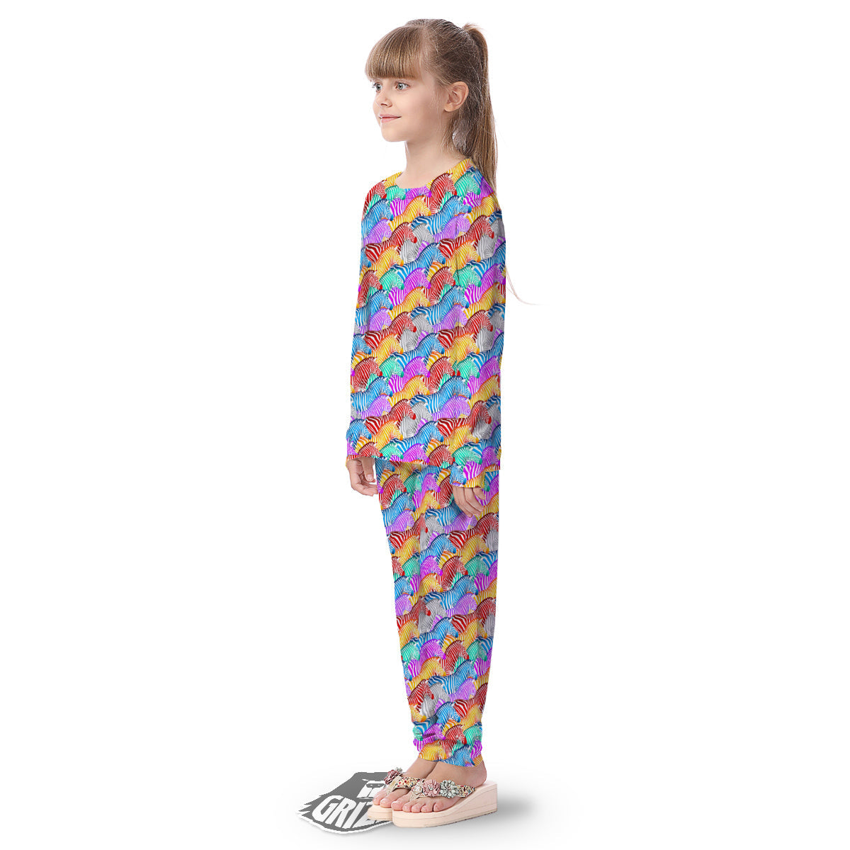 Colorful Zebra Print Pattern Kid's Pajamas-grizzshop