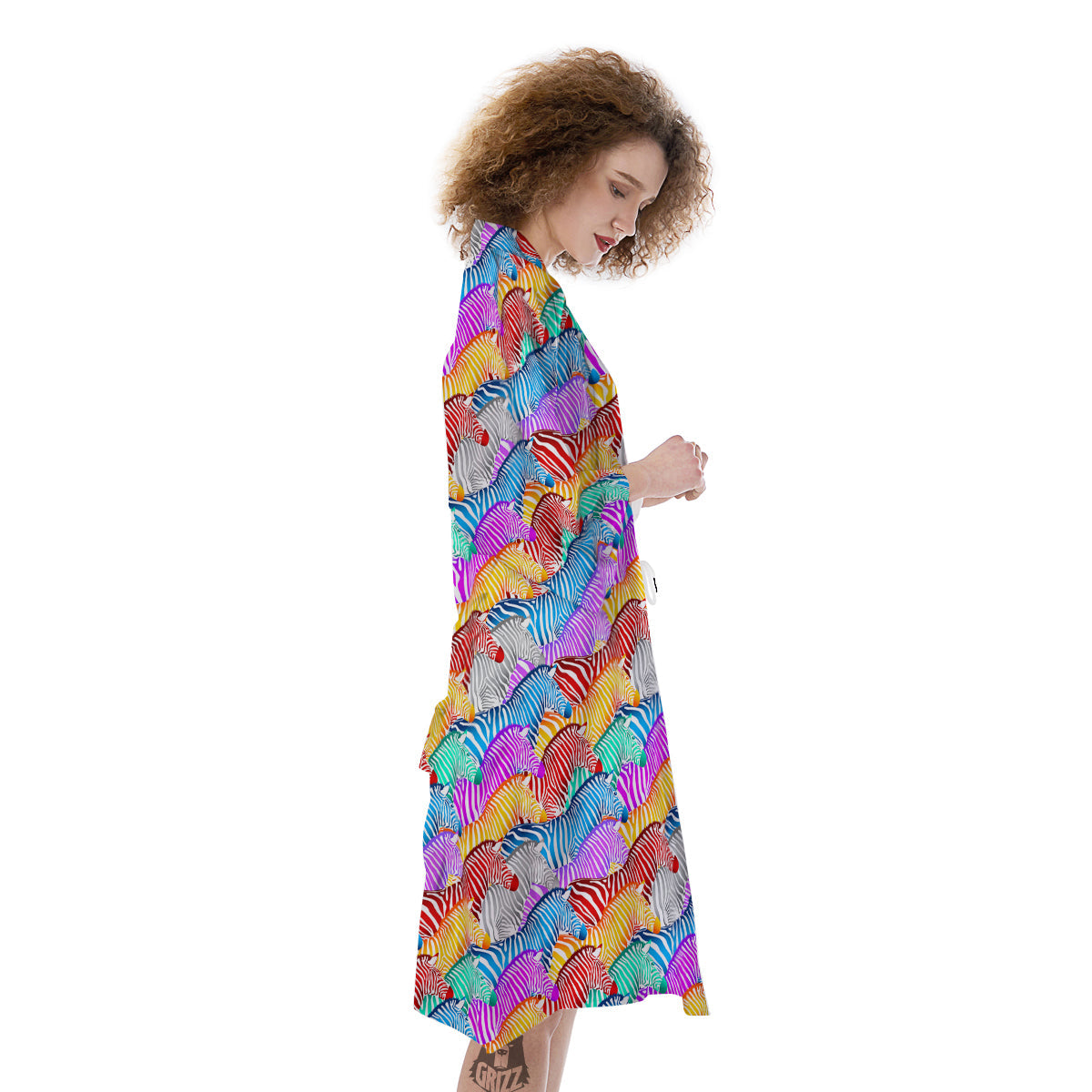 Colorful Zebra Print Pattern Kimono-grizzshop