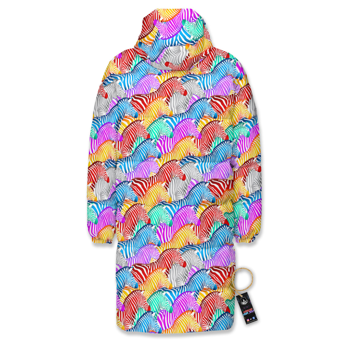 Colorful Zebra Print Pattern Long Down Jacket-grizzshop