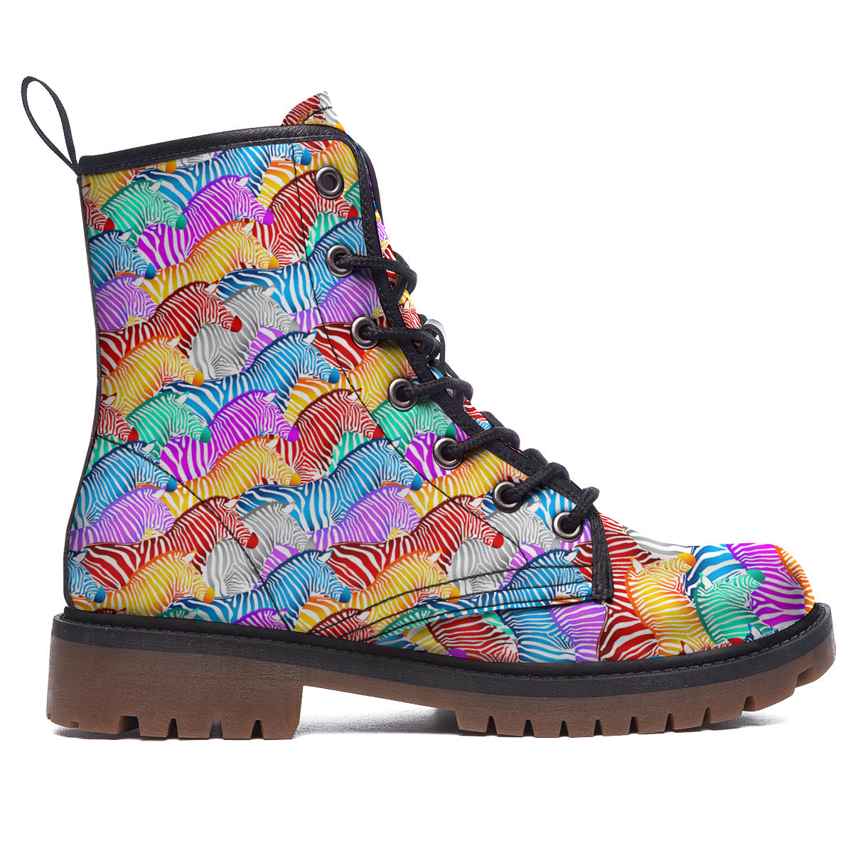 Colorful Zebra Print Pattern Work Boots-grizzshop