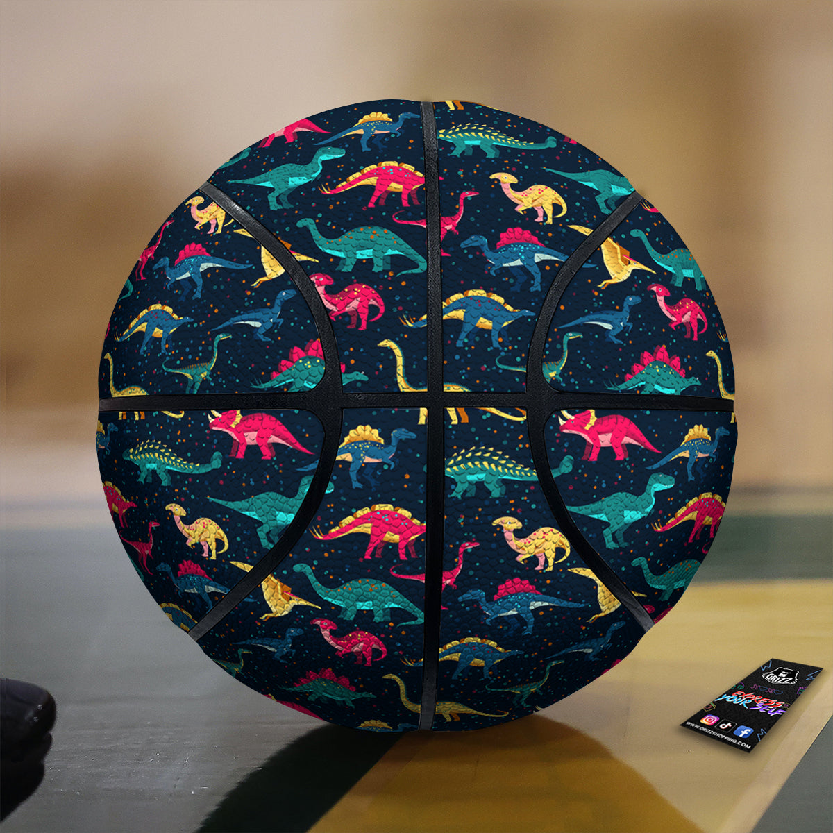 Colorful Cute Dinosaurs Print Pattern Basketball