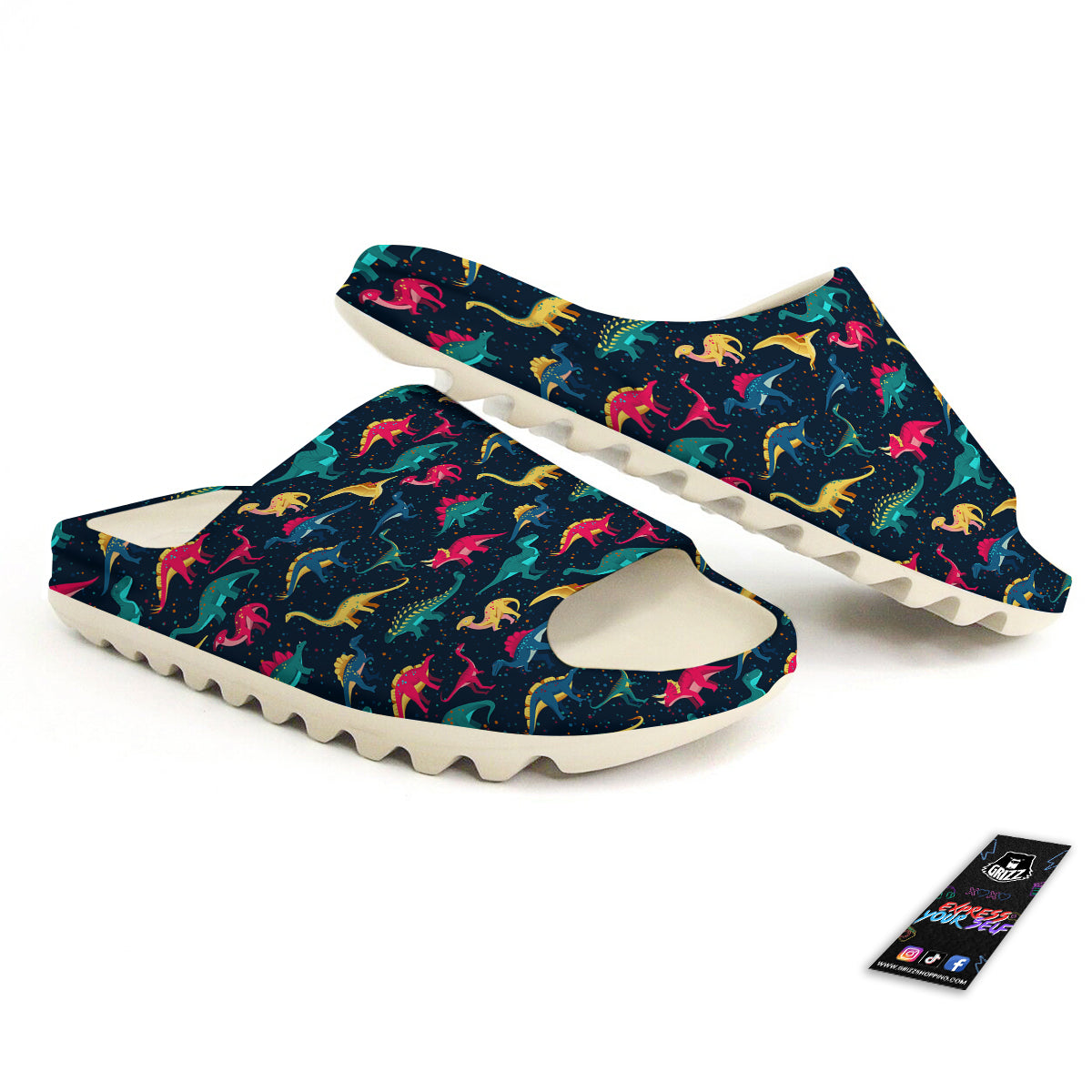 Colorful Cute Dinosaurs Print Pattern Sandals-grizzshop