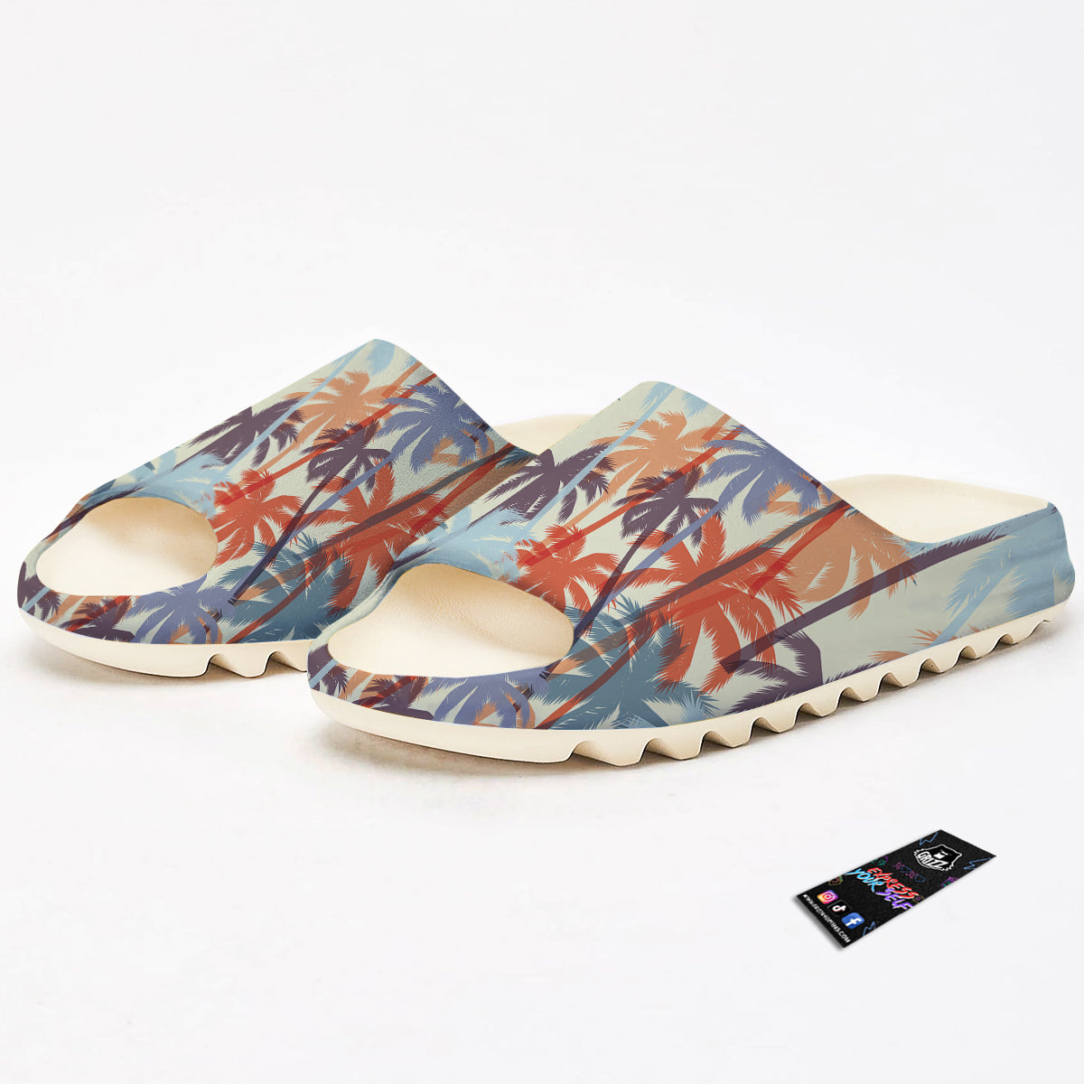 Colorful Palm Trees Print Pattern Sandals-grizzshop