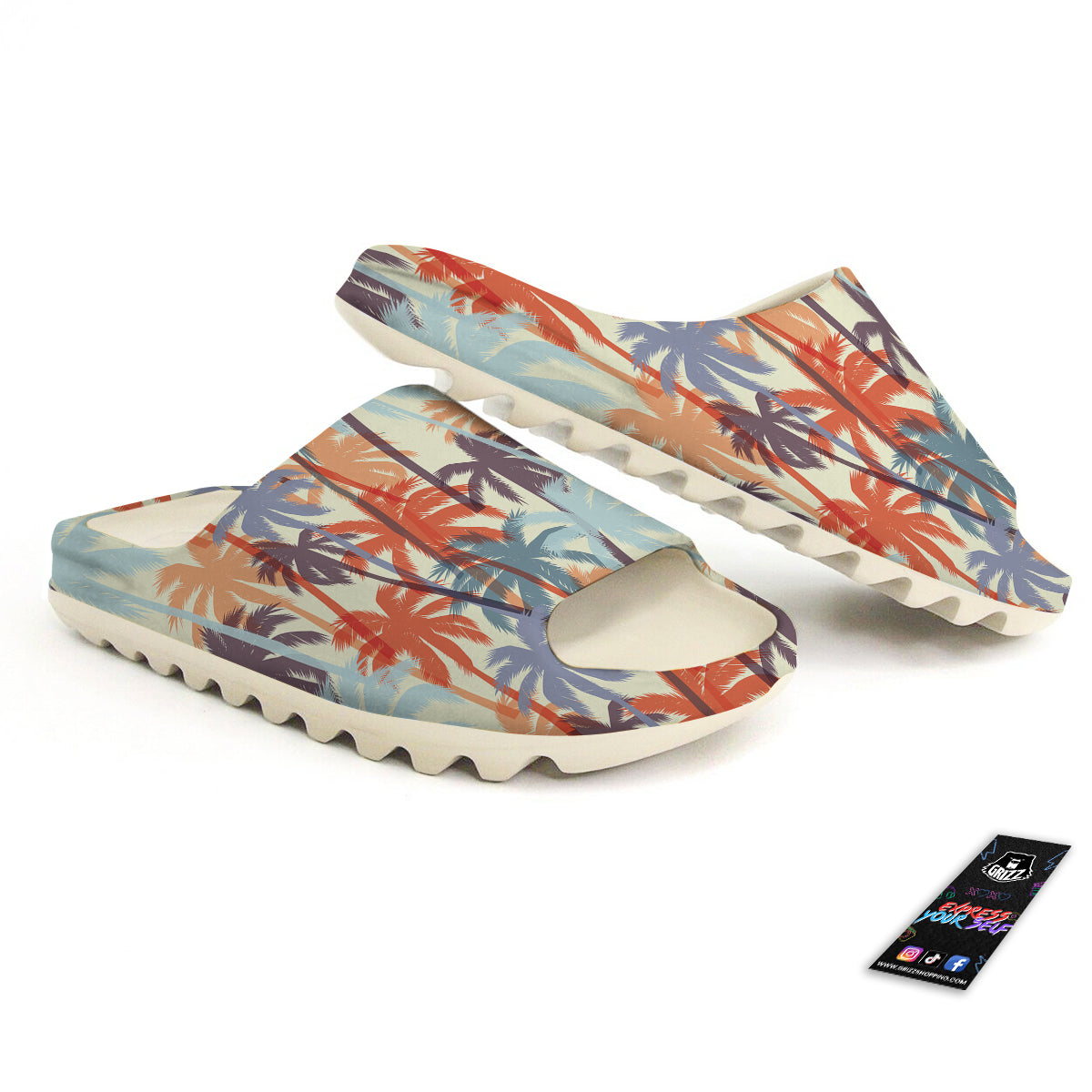 Colorful Palm Trees Print Pattern Sandals-grizzshop