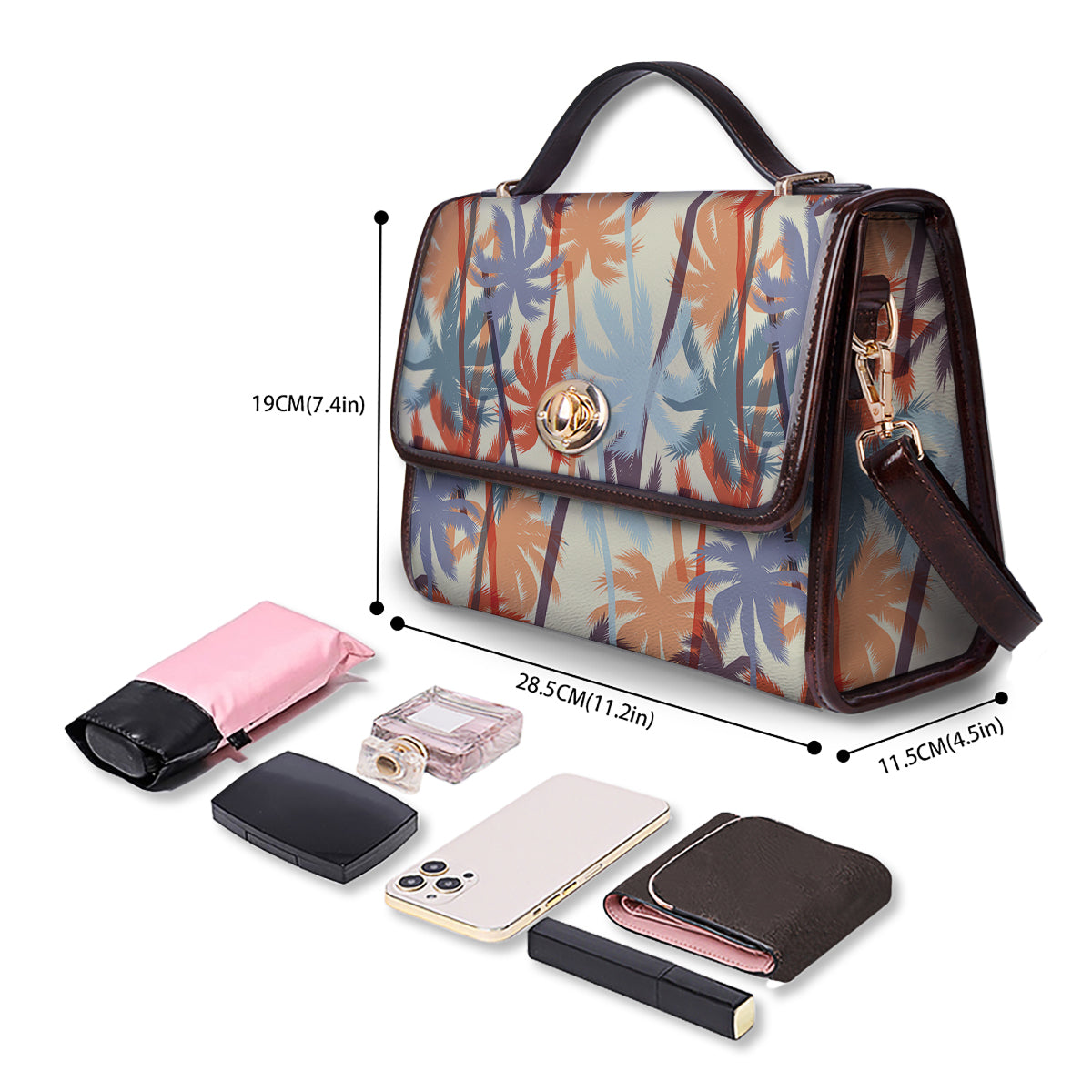 Colorful Palm Trees Print Pattern Women's Satchel Bag