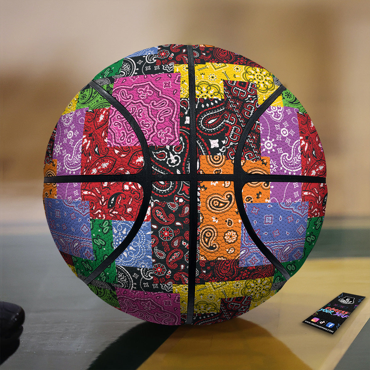 Colorful Patchwork Bandanna Print Pattern Basketball