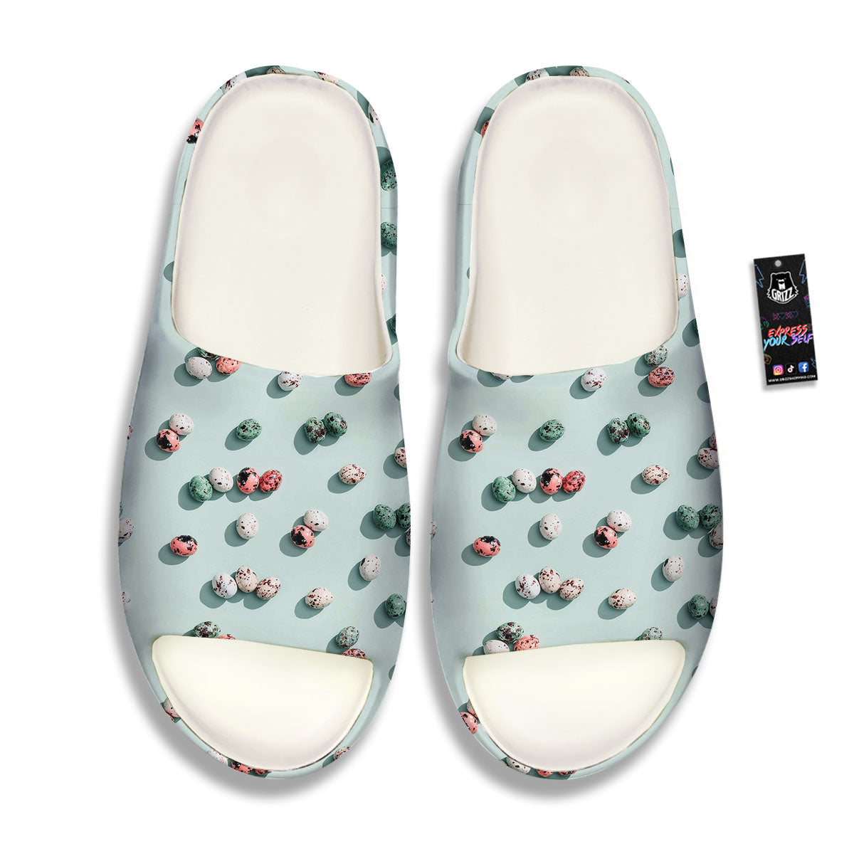 Colorful Pile Of Easter Eggs Print Pattern Sandals-grizzshop
