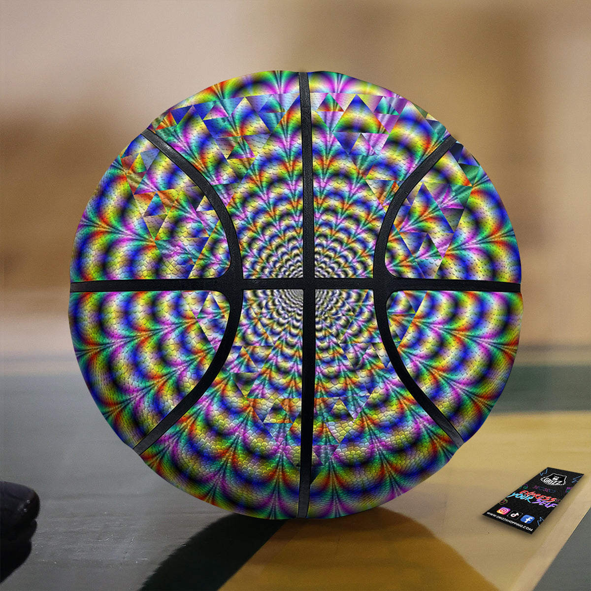 Colorful Psychedelic And Triangle Print Basketball