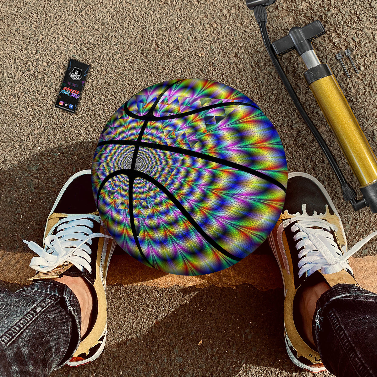 Colorful Psychedelic And Triangle Print Basketball