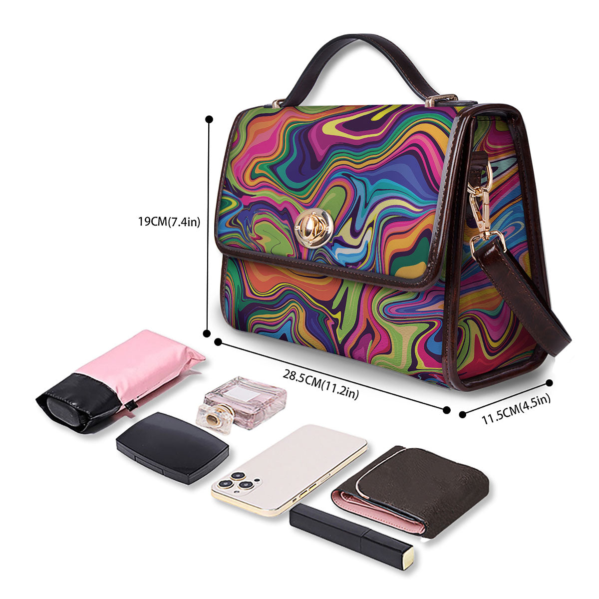 Colorful Psychedelic Print Women's Satchel Bag