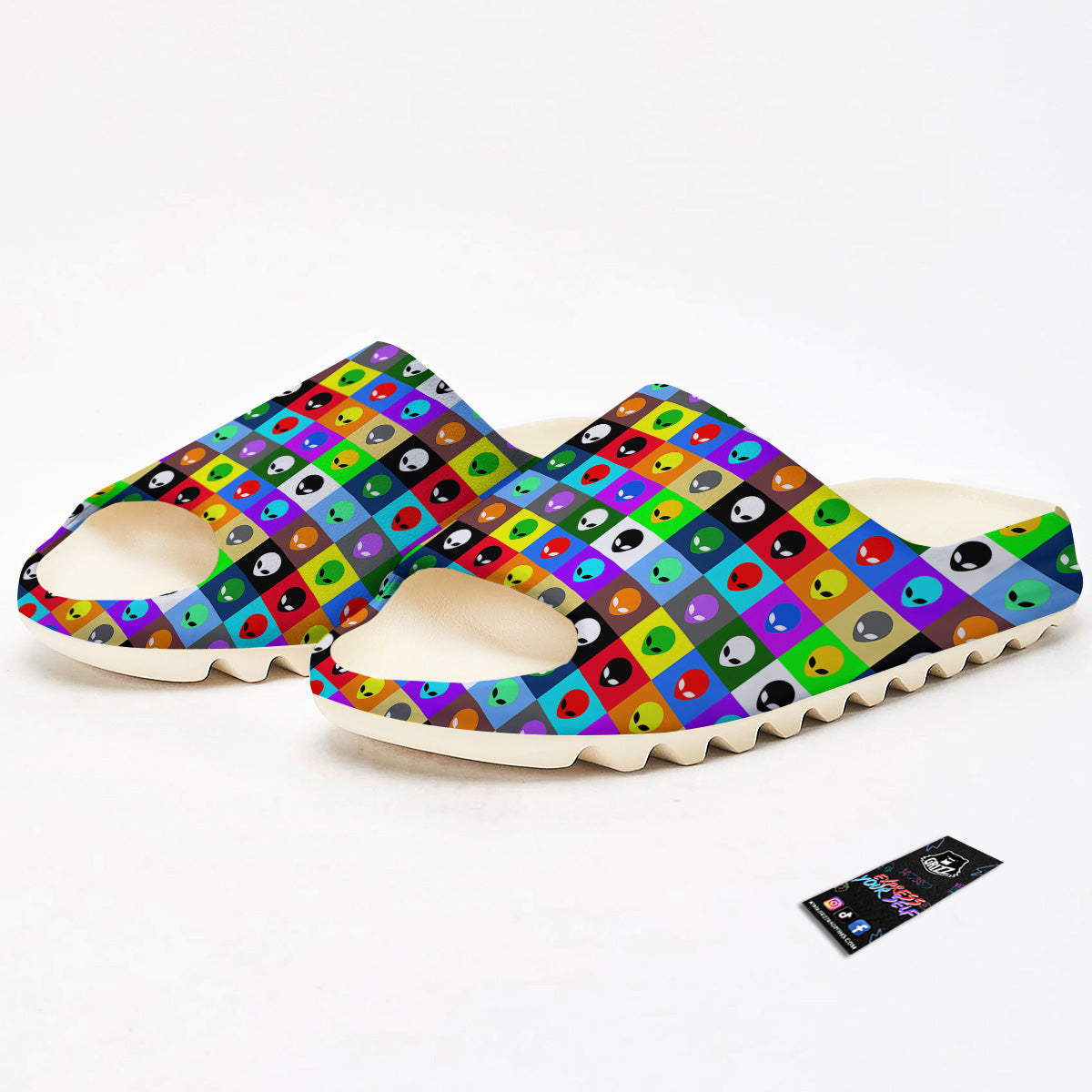 Colorful Retro Aliens Face Print Pattern Sandals-grizzshop