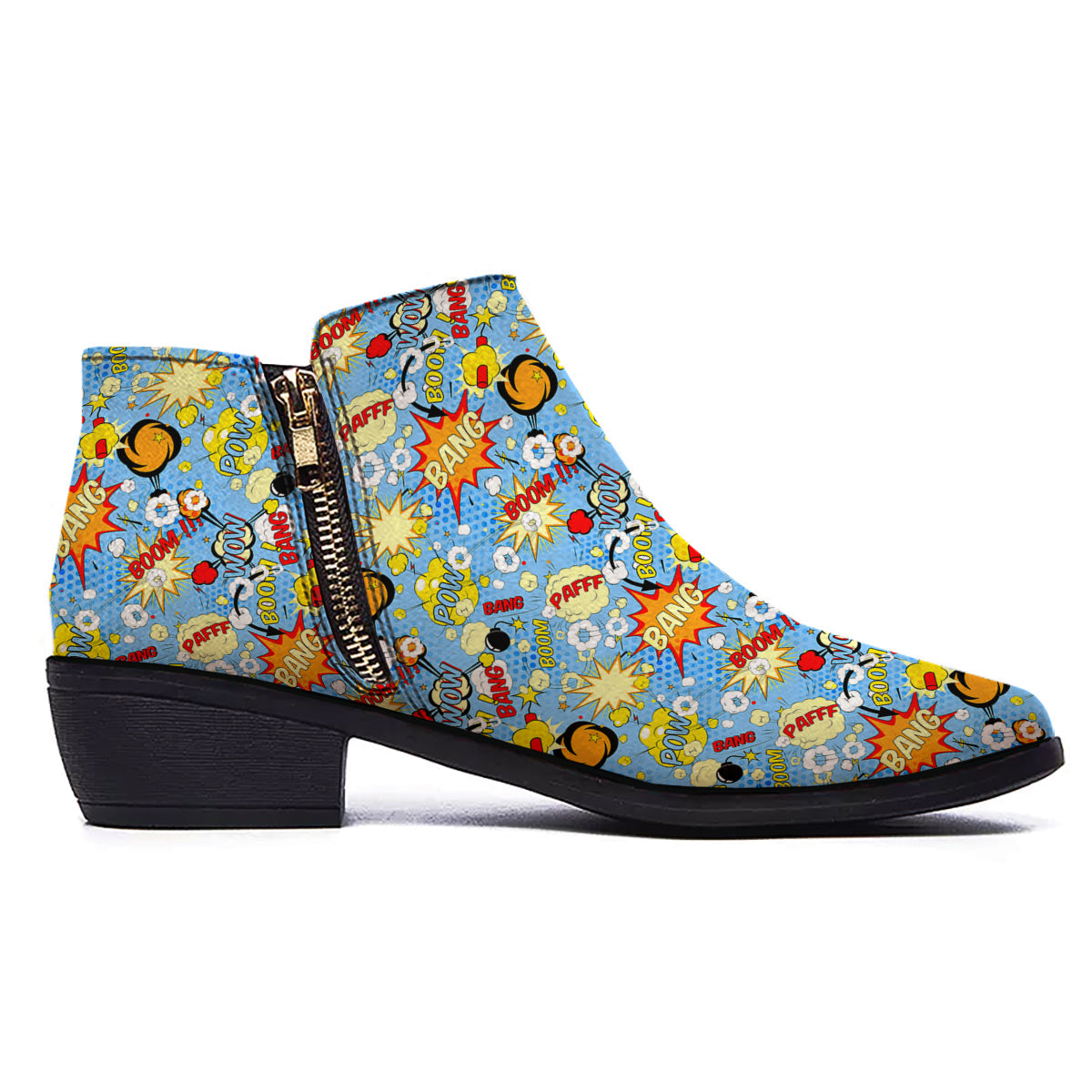 Comic Book Speech Bubbles Print Pattern Ankle Boots-grizzshop