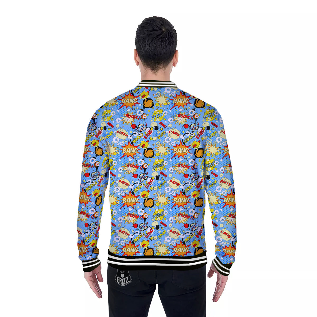 Comic Book Speech Bubbles Print Pattern Baseball Jacket-grizzshop