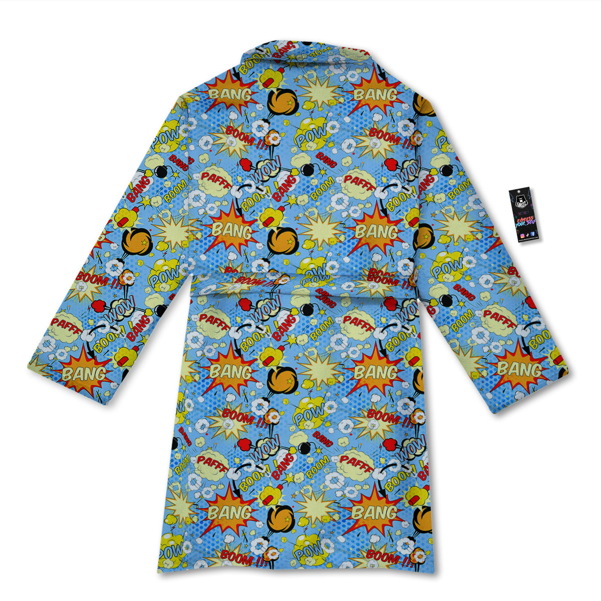 Comic Book Speech Bubbles Print Pattern Bathrobe-grizzshop
