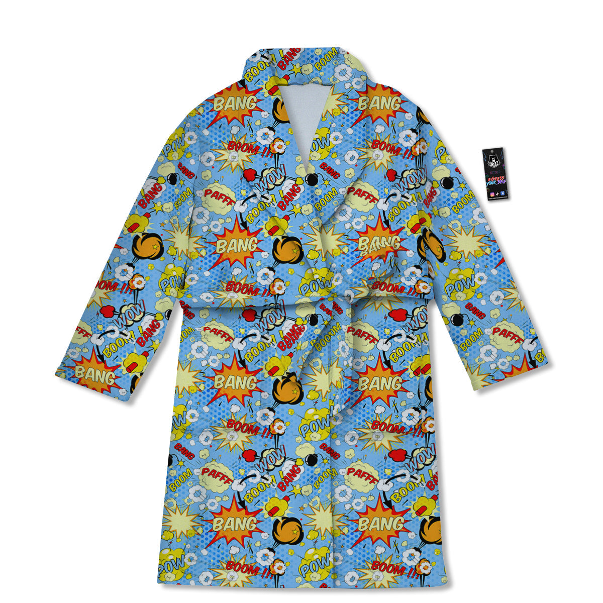 Comic Book Speech Bubbles Print Pattern Bathrobe-grizzshop