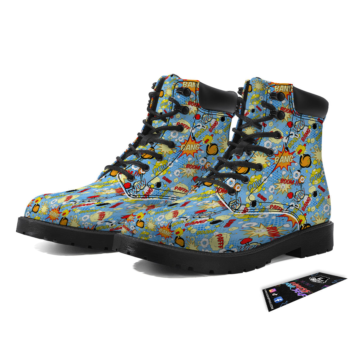 Comic Book Speech Bubbles Print Pattern Boots-grizzshop