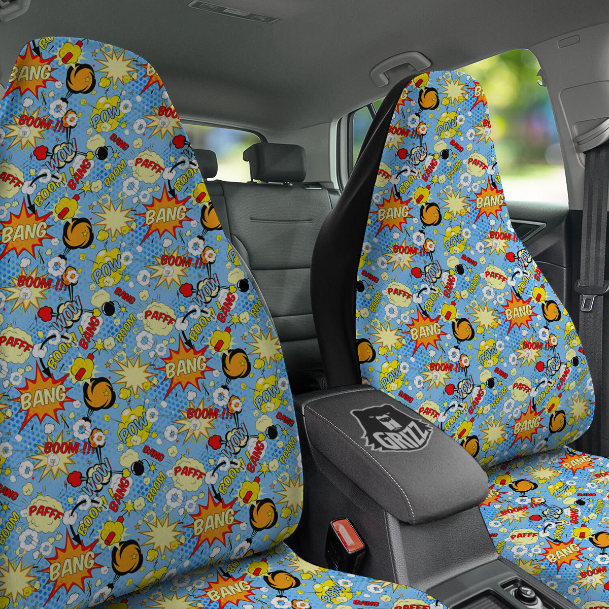 Comic Book Speech Bubbles Print Pattern Car Seat Covers-grizzshop