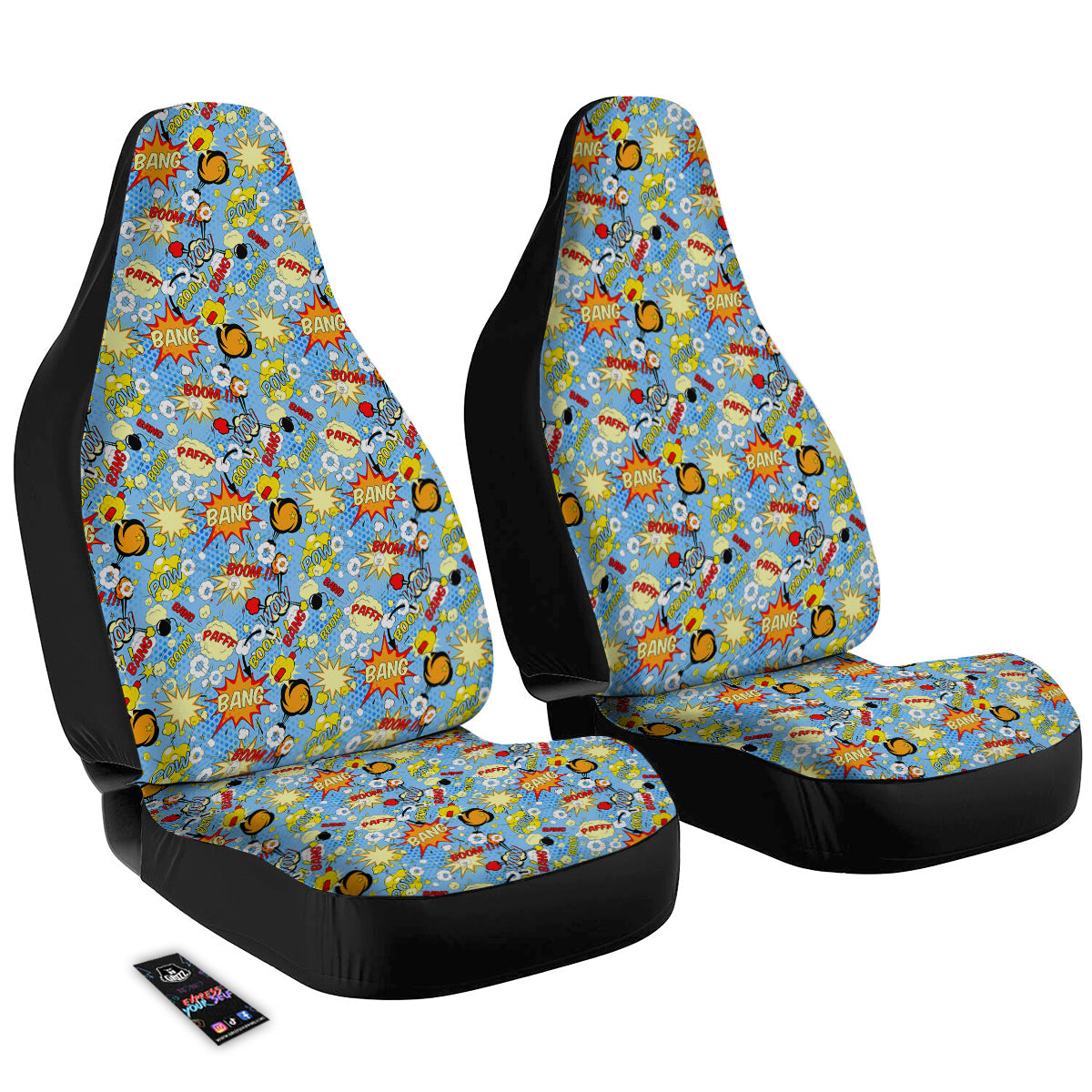 Comic Book Speech Bubbles Print Pattern Car Seat Covers-grizzshop