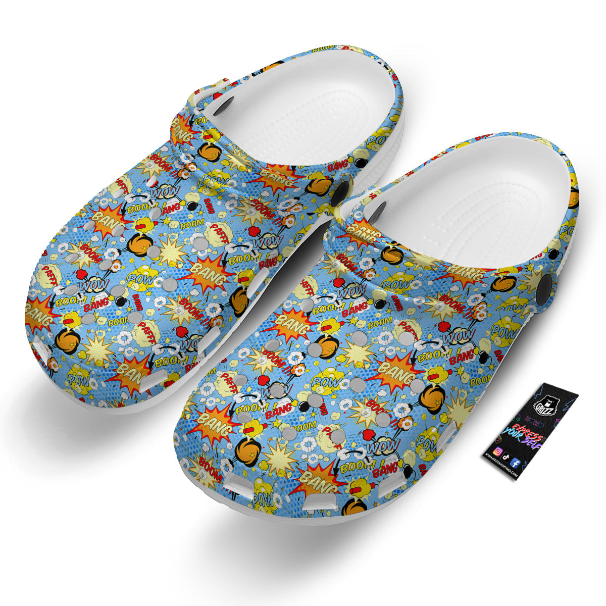 Comic Book Speech Bubbles Print Pattern Clog-grizzshop