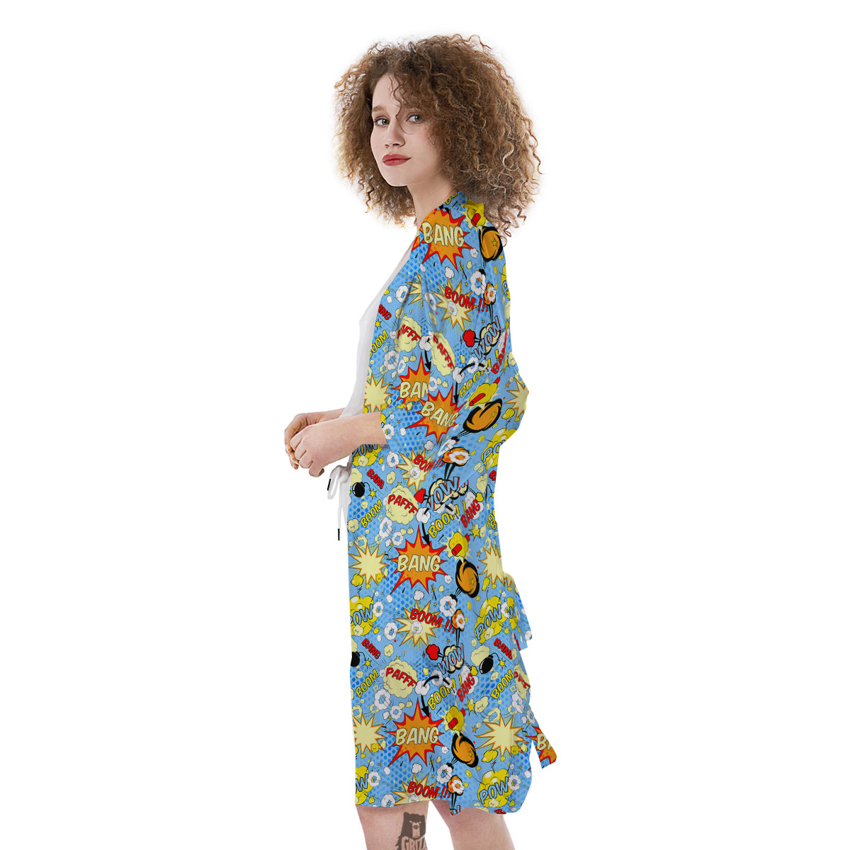 Comic Book Speech Bubbles Print Pattern Kimono-grizzshop