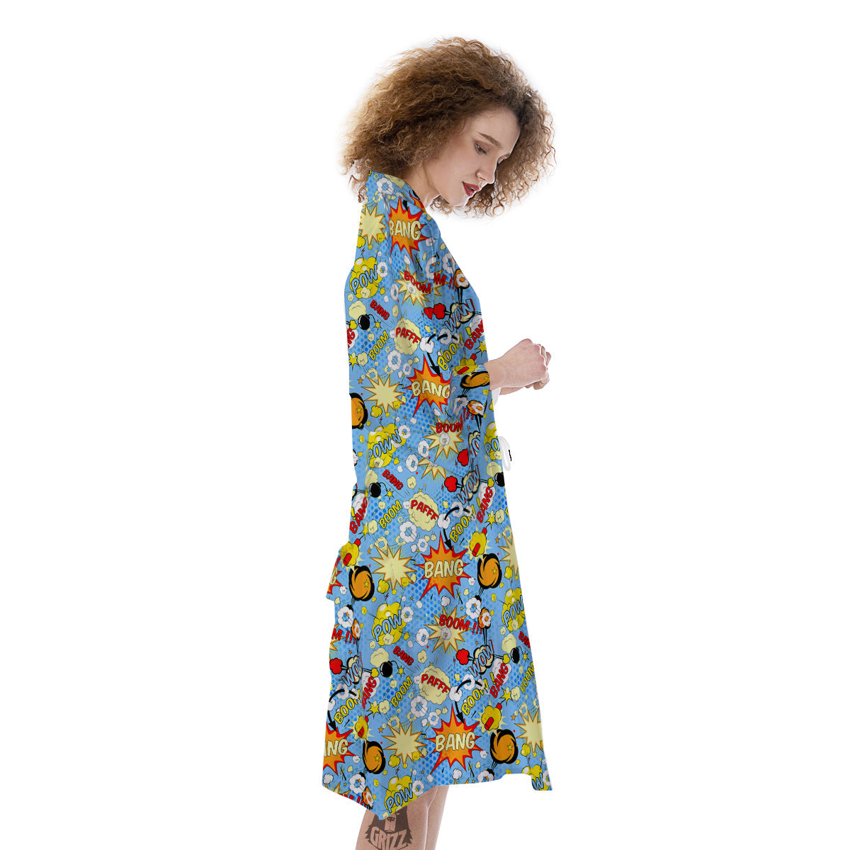 Comic Book Speech Bubbles Print Pattern Kimono-grizzshop