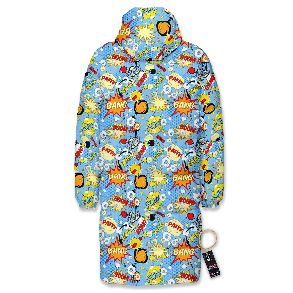 Comic Book Speech Bubbles Print Pattern Long Down Jacket-grizzshop