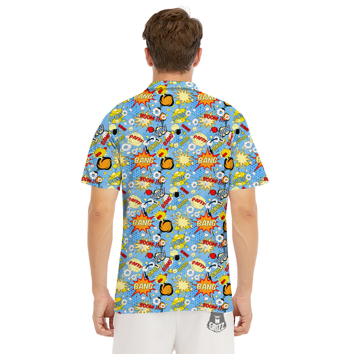 Comic Book Speech Bubbles Print Pattern Men's Golf Shirts-grizzshop
