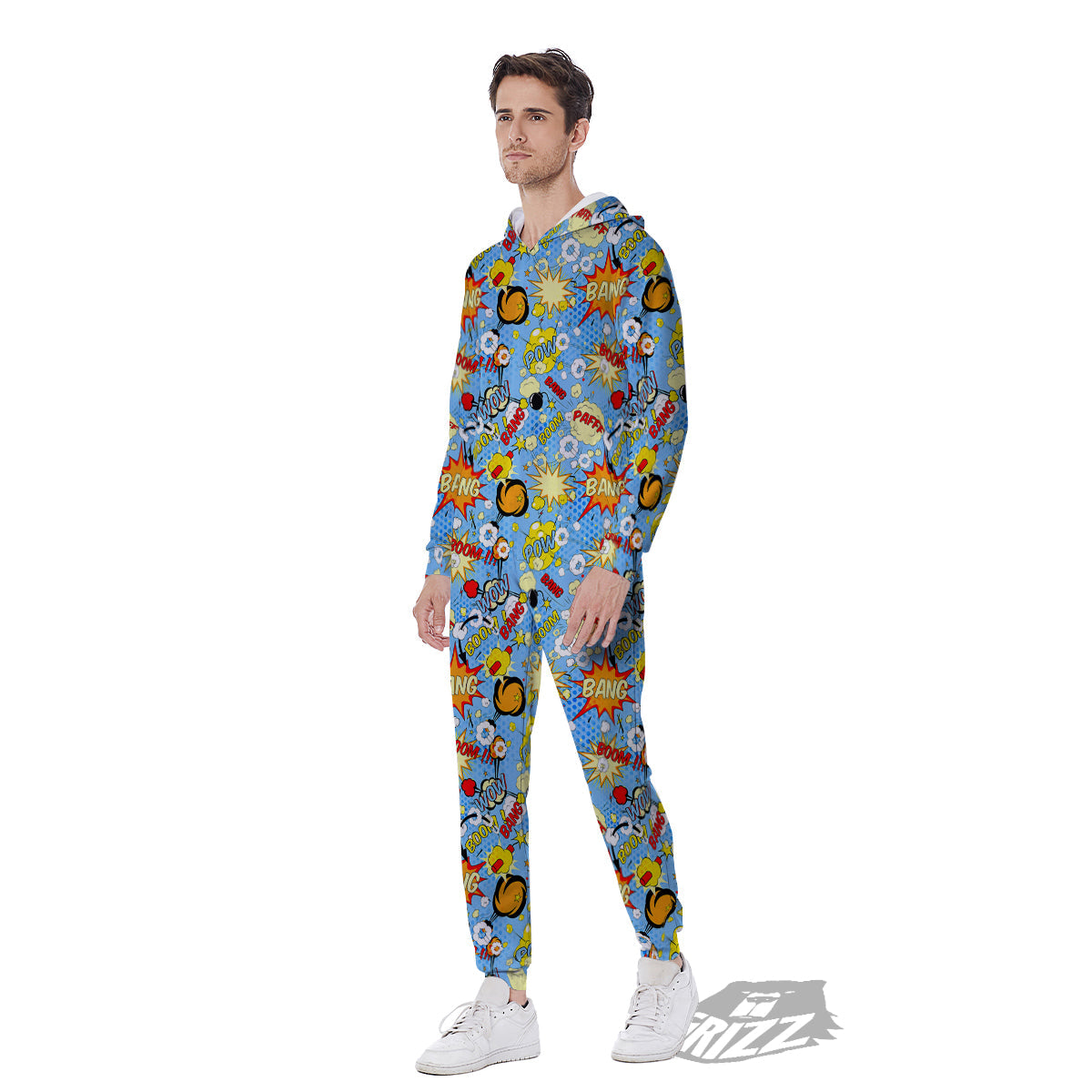 Comic Book Speech Bubbles Print Pattern Men's Jumpsuit-grizzshop