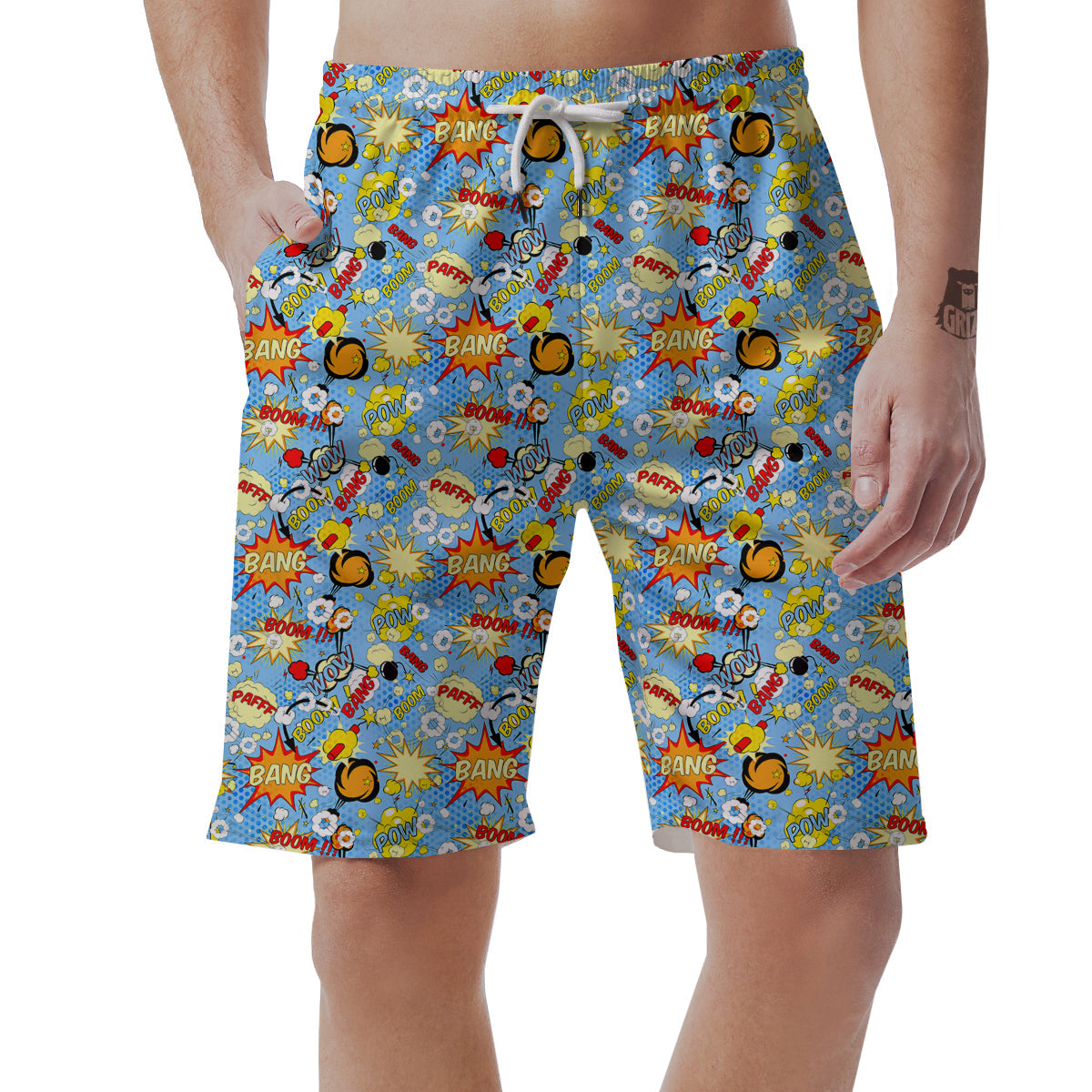 Comic Book Speech Bubbles Print Pattern Men's Shorts-grizzshop