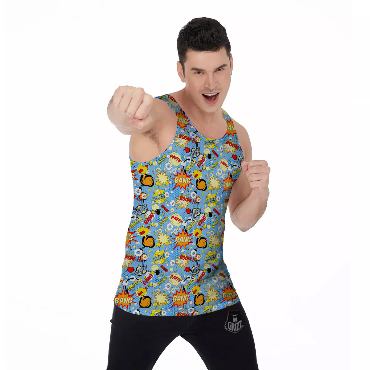 Comic Book Speech Bubbles Print Pattern Men's Tank Top-grizzshop