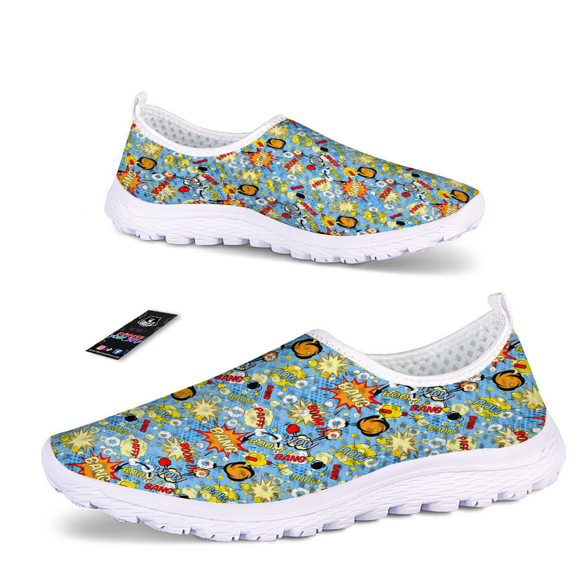 Comic Book Speech Bubbles Print Pattern Nurse Shoes-grizzshop