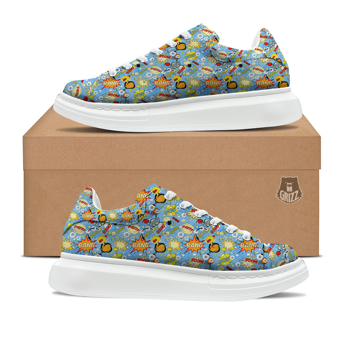 Comic Book Speech Bubbles Print Pattern Platform Shoes-grizzshop