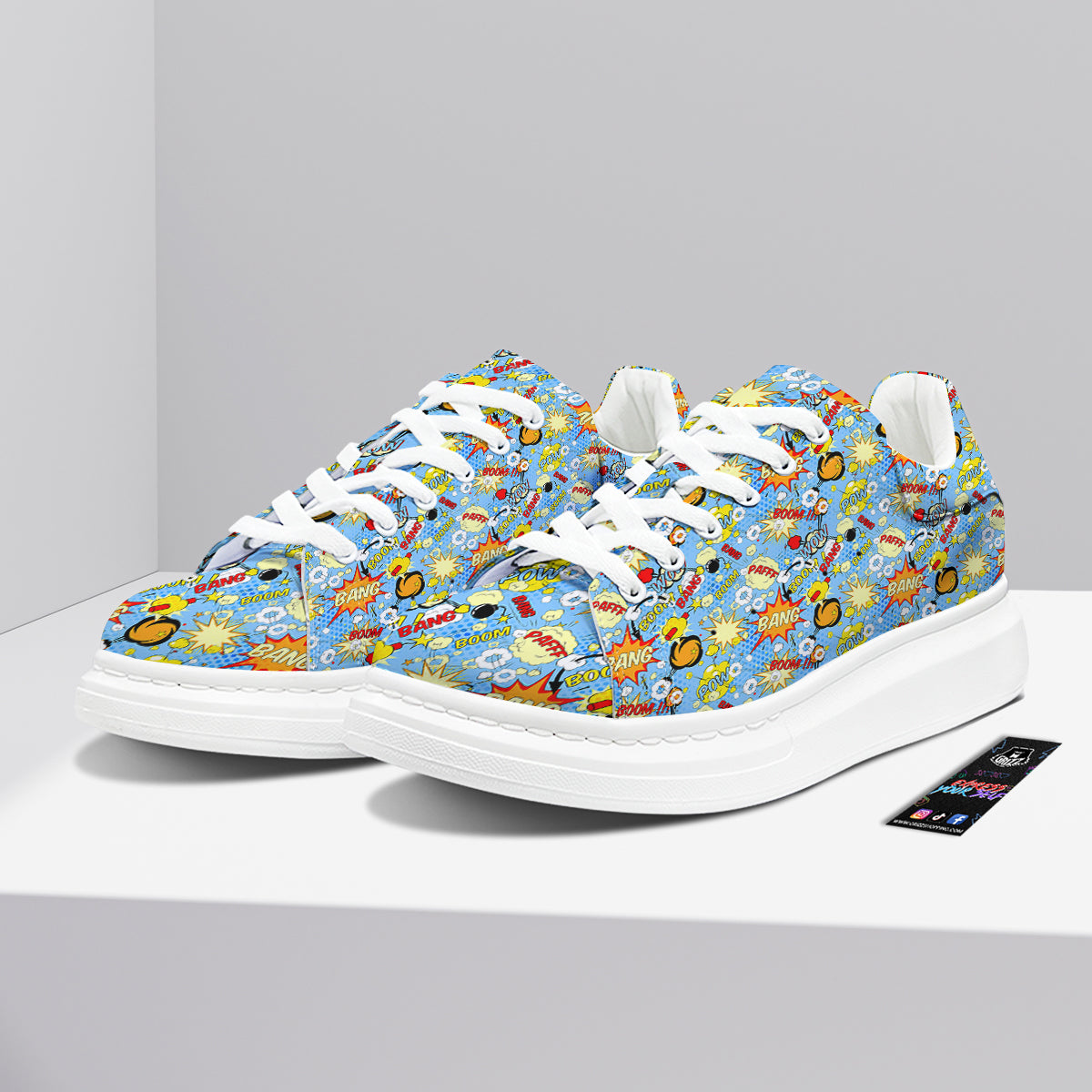 Comic Book Speech Bubbles Print Pattern Platform Shoes-grizzshop