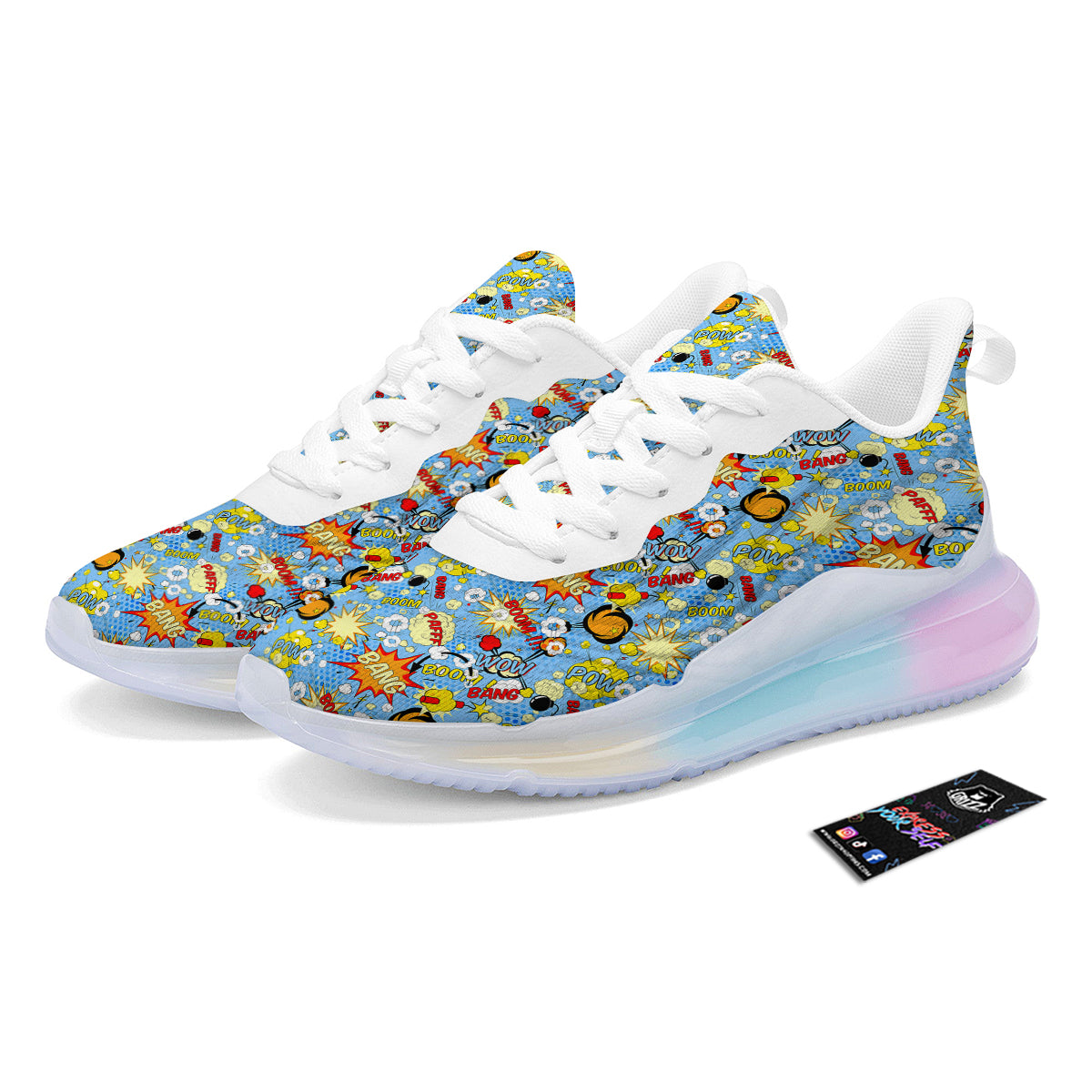 Comic Book Speech Bubbles Print Pattern Running Sneakers-grizzshop