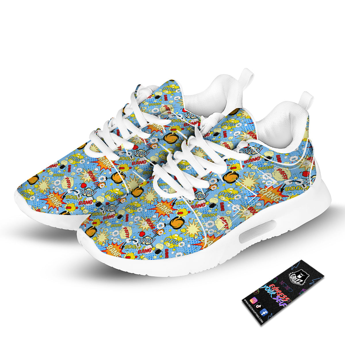 Comic Book Speech Bubbles Print Pattern Tennis Shoes-grizzshop