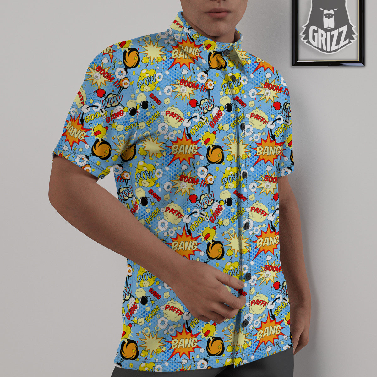Comic Book Speech Bubbles Print Pattern Untucked Shirts-grizzshop