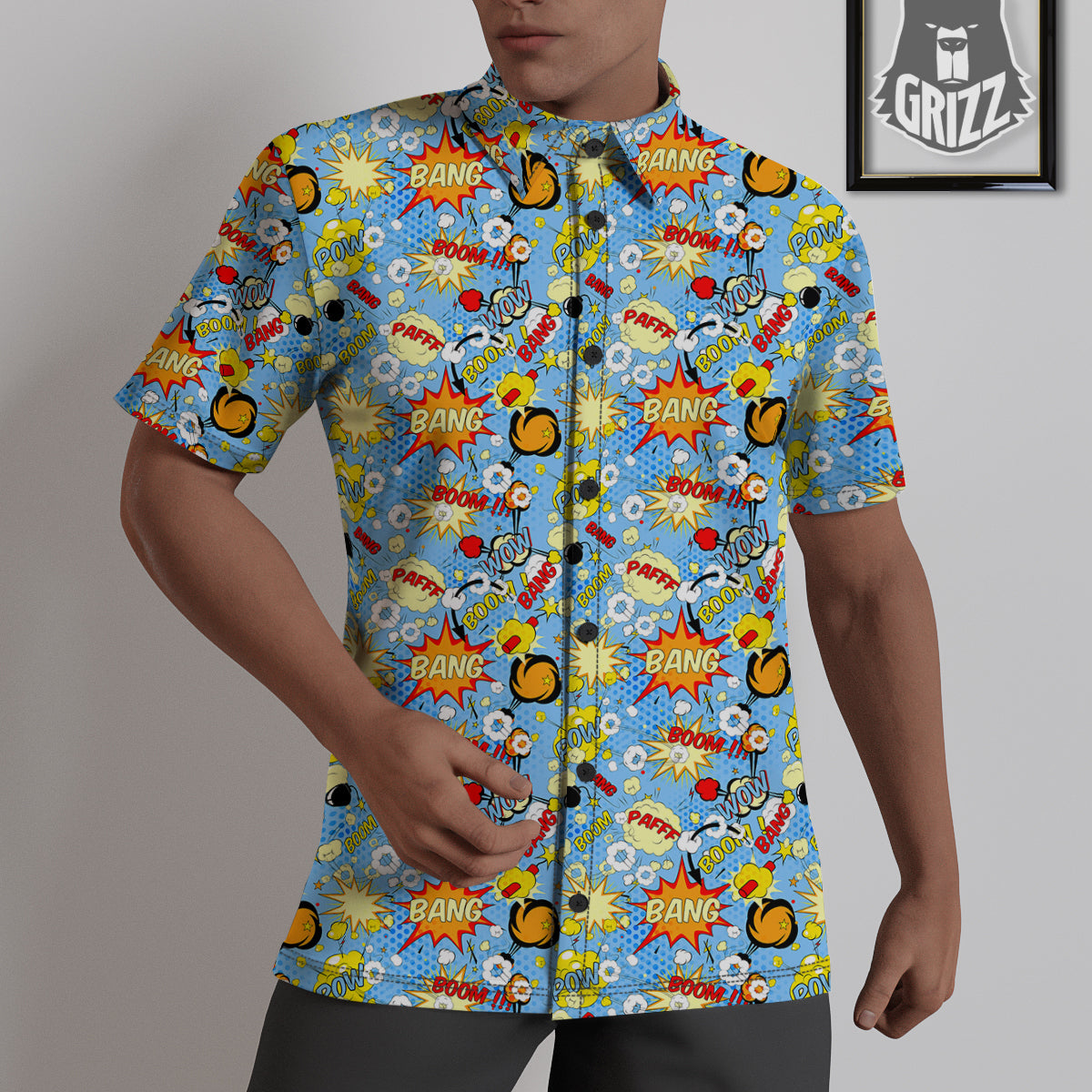 Comic Book Speech Bubbles Print Pattern Untucked Shirts-grizzshop