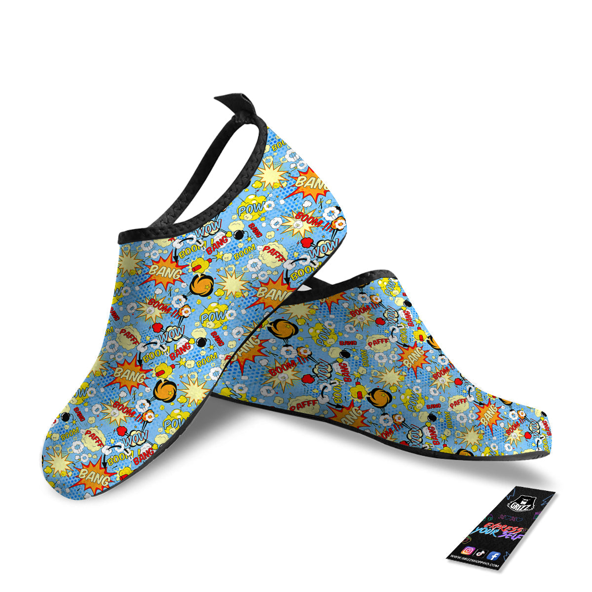 Comic Book Speech Bubbles Print Pattern Water Shoes-grizzshop