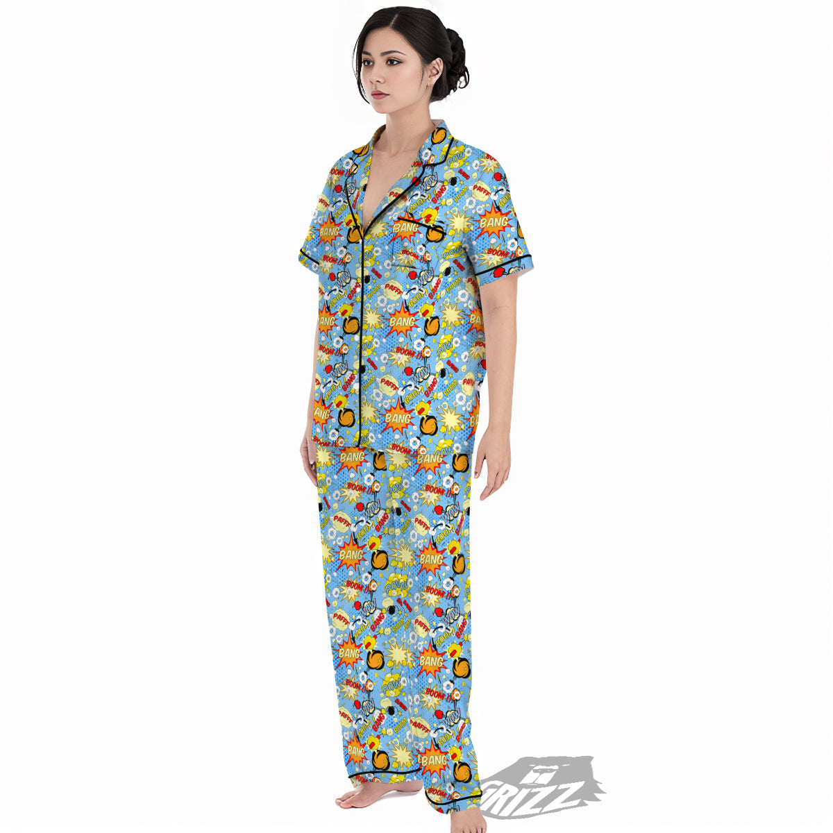 Comic Book Speech Bubbles Print Pattern Women's Pajamas Set-grizzshop