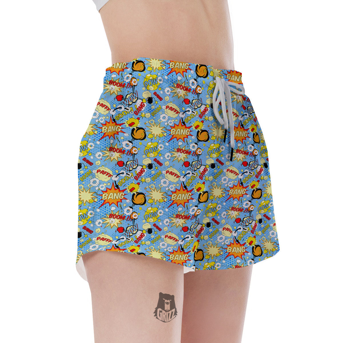 Comic Book Speech Bubbles Print Pattern Women's Shorts-grizzshop