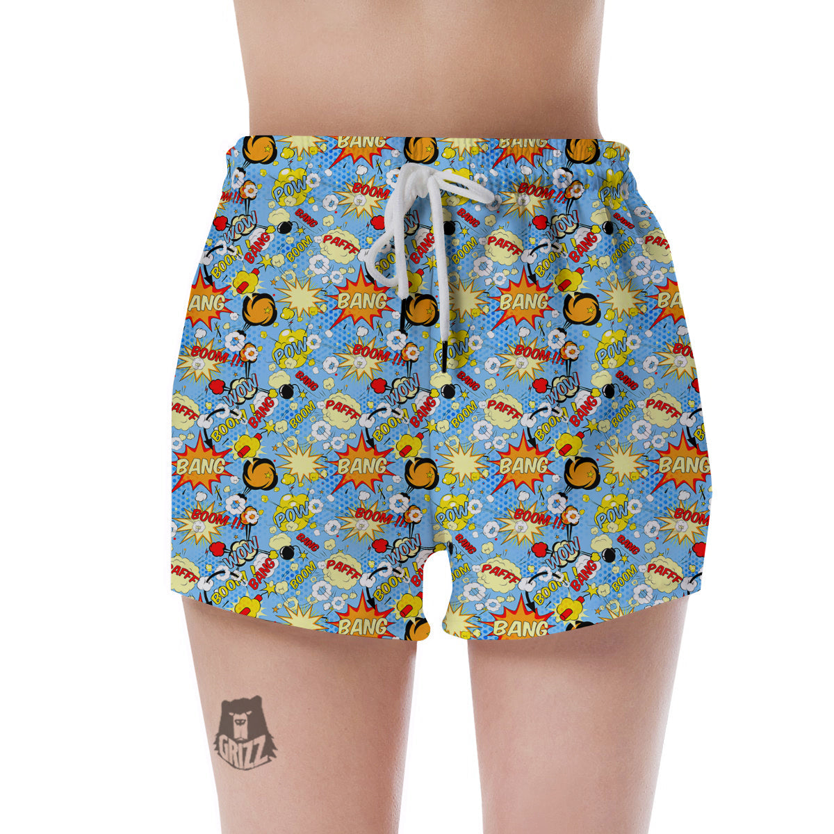 Comic Book Speech Bubbles Print Pattern Women's Shorts-grizzshop