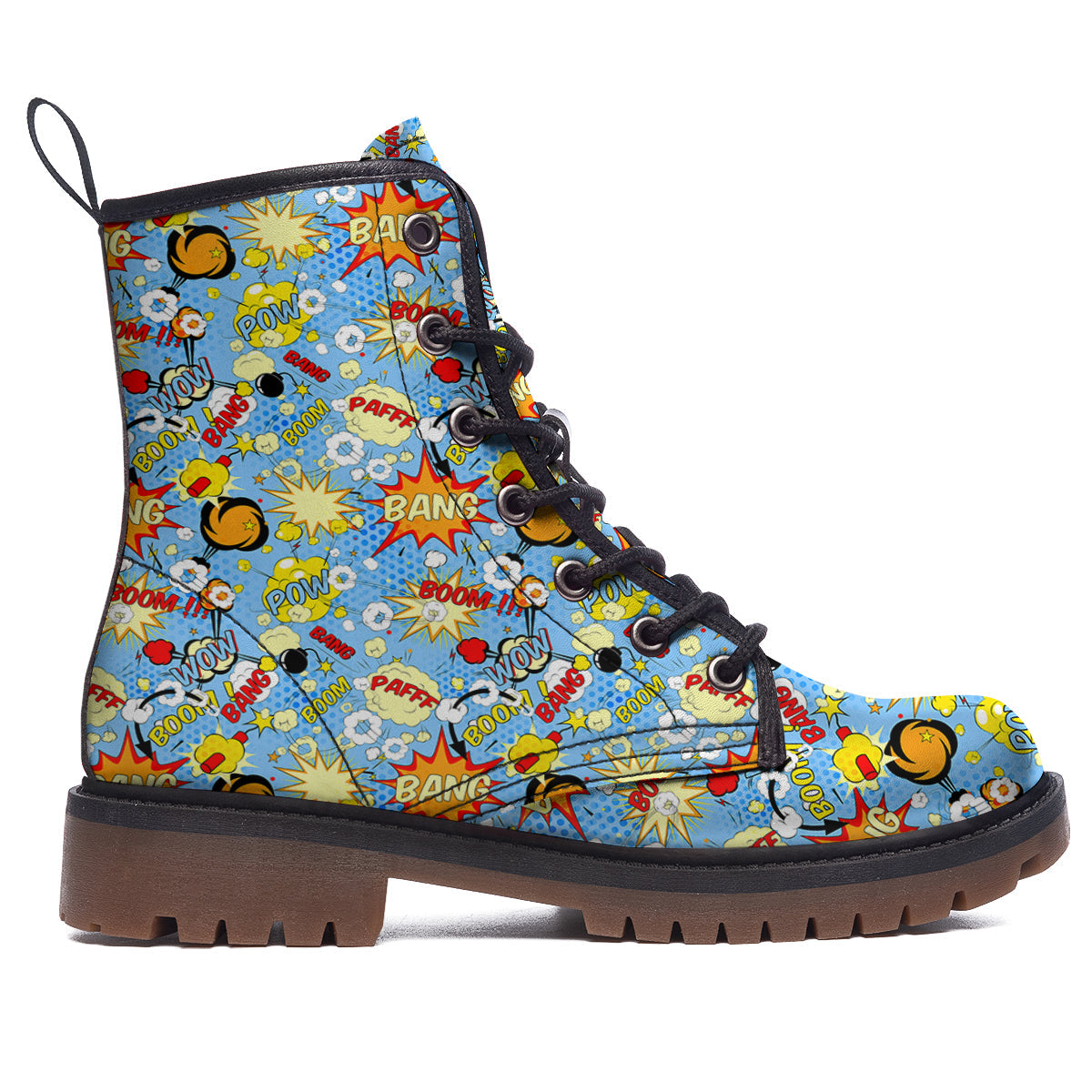 Comic Book Speech Bubbles Print Pattern Work Boots-grizzshop