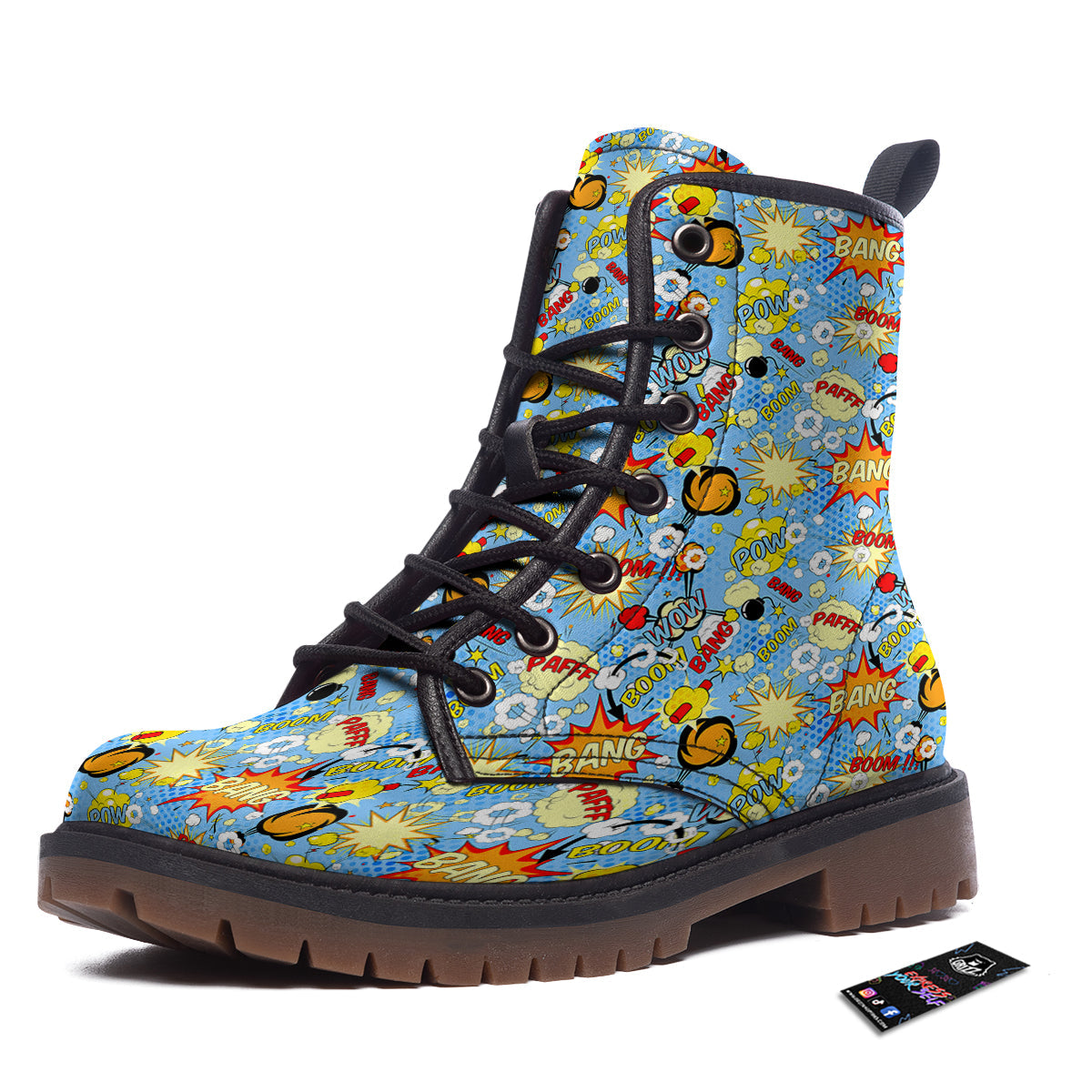 Comic Book Speech Bubbles Print Pattern Work Boots-grizzshop